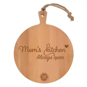 Beukenhout Serveerplank rond 'Mom's kitchen' (30cm)