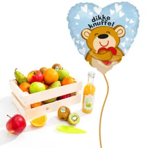 Fruitkistje met beterschap ballon