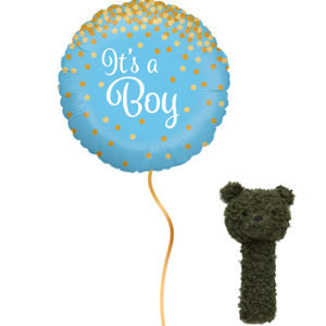 Ballon geboorte jongen met een cadeau naar keuze