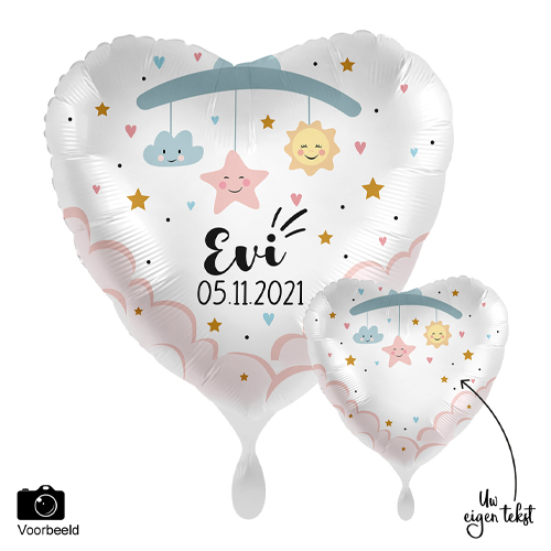 Ballon 'Baby' met naam geboortedatum' | FOR YOU GIFTS